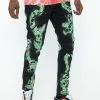 BROKEN PROMISES Catacombs Denim Blk/Green Bottoms