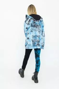 BROKEN PROMISES Womens' Slogan Split Dye Denim Blk/Blue Bottoms