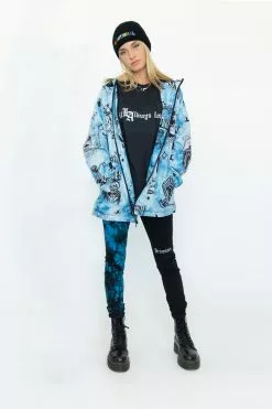 BROKEN PROMISES Womens' Slogan Split Dye Denim Blk/Blue Bottoms