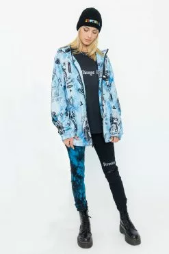 BROKEN PROMISES Womens' Slogan Split Dye Denim Blk/Blue Bottoms