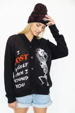 BROKEN PROMISES Lost Myself Cardigan Sweater Black
