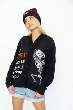 BROKEN PROMISES Lost Myself Cardigan Sweater Black