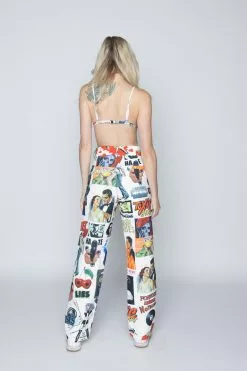 BROKEN PROMISES Commotion Print Skate Pant White Bottoms