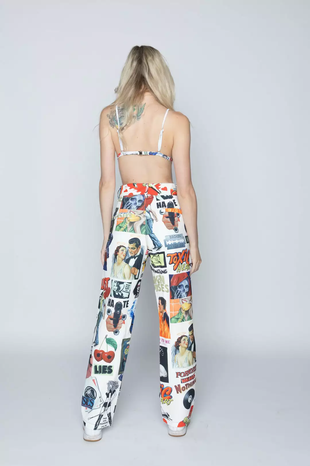 BROKEN PROMISES Commotion Print Skate Pant White Bottoms