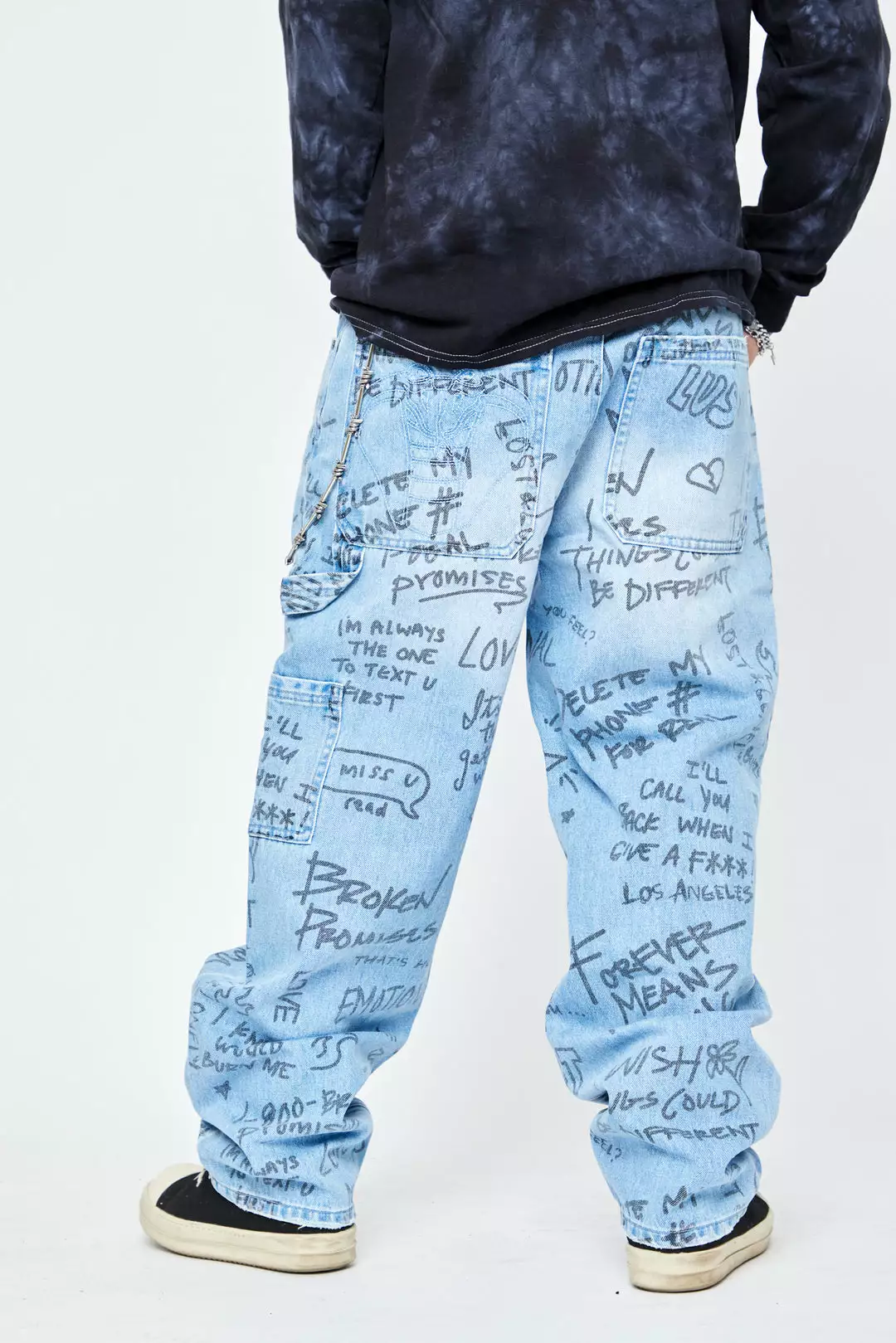 BROKEN PROMISES Bottoms Triple Text Denim