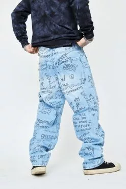 BROKEN PROMISES Bottoms Triple Text Denim