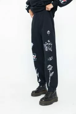 BROKEN PROMISES Bottoms Crash And Burn Sweatpants Black