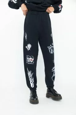 BROKEN PROMISES Bottoms Crash And Burn Sweatpants Black