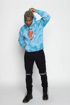 BROKEN PROMISES Hoodies Sad Boy Tie Dye Hoodie Blue - BP X Hot Stuff