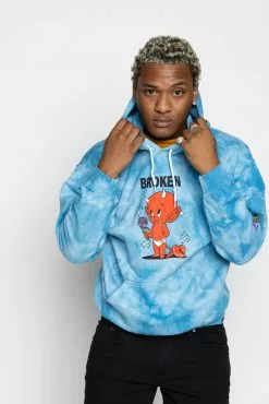 BROKEN PROMISES Hoodies Sad Boy Tie Dye Hoodie Blue - BP X Hot Stuff