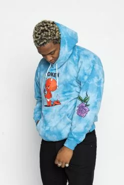 BROKEN PROMISES Hoodies Sad Boy Tie Dye Hoodie Blue - BP X Hot Stuff
