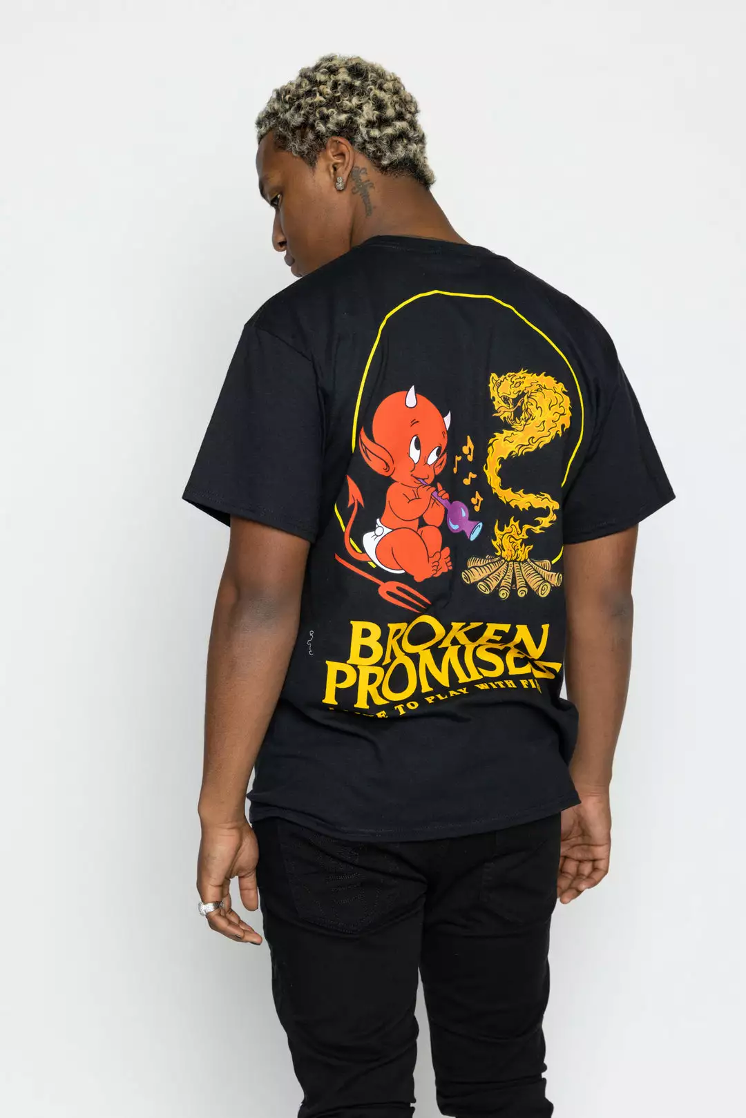 BROKEN PROMISES Shirts Play With Fire SST Black - BP X Hot Stuff