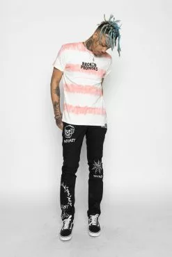 BROKEN PROMISES Star Shopping Tie Dye Tee Pink