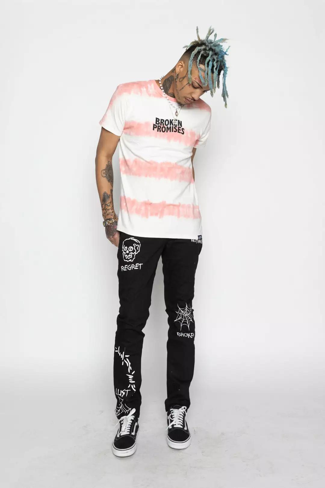 BROKEN PROMISES Star Shopping Tie Dye Tee Pink