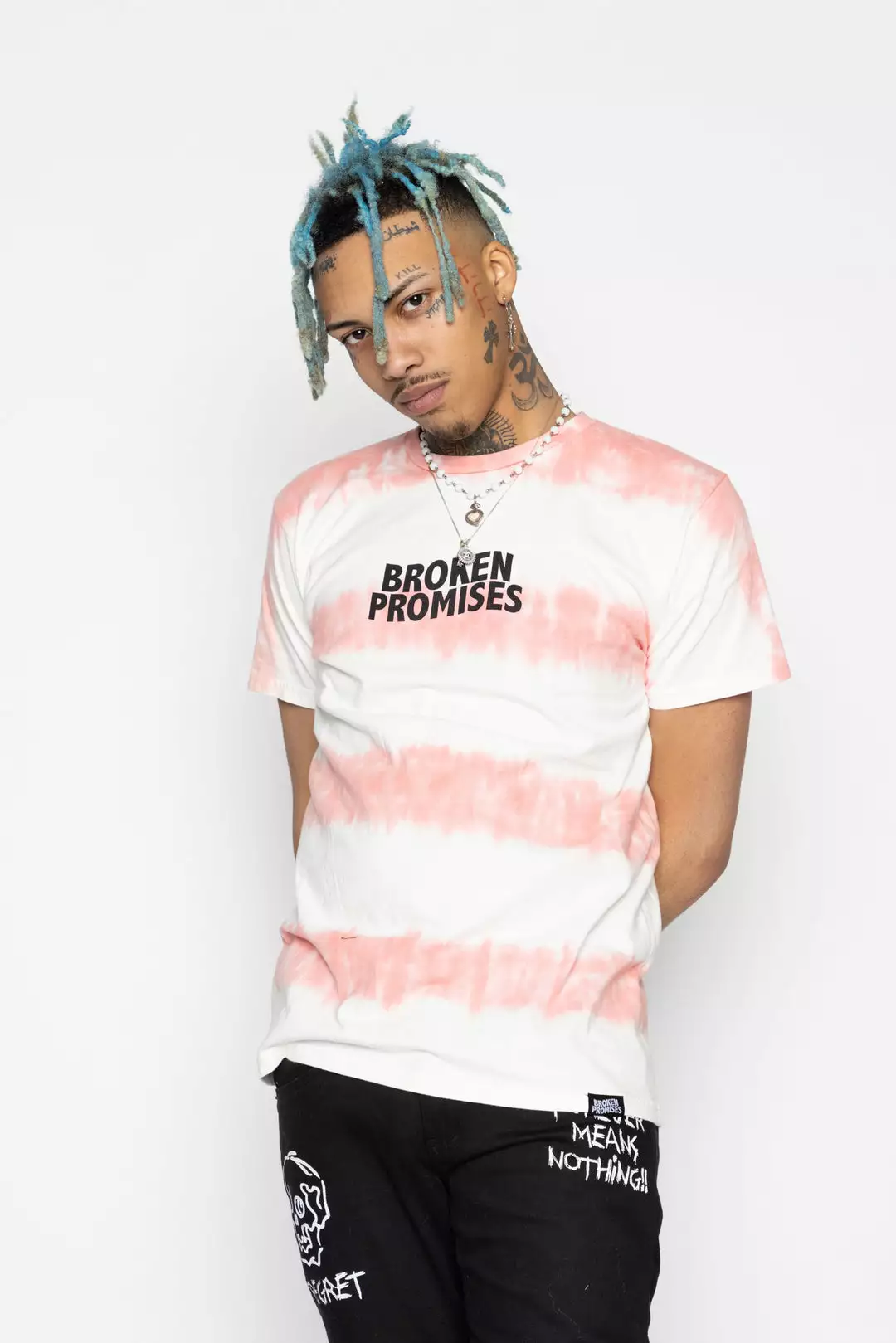 BROKEN PROMISES Star Shopping Tie Dye Tee Pink