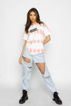 BROKEN PROMISES Star Shopping Tie Dye Tee Pink