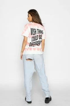 BROKEN PROMISES Star Shopping Tie Dye Tee Pink