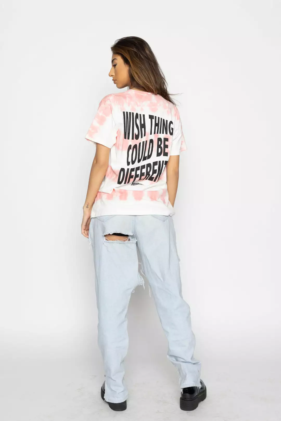 BROKEN PROMISES Star Shopping Tie Dye Tee Pink