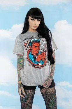 BROKEN PROMISES Addicted To You SST Grey Mineral Wash - BPxYH Shirts