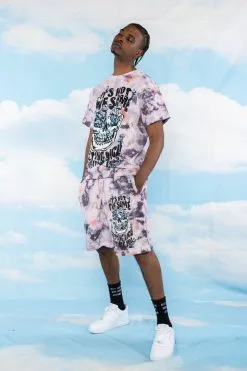 BROKEN PROMISES Magical Mushrooms Crystal Wash Shorts - BPxYH Bottoms