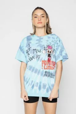 BROKEN PROMISES Mind Blown Tie Dye Tee Blue Shirts