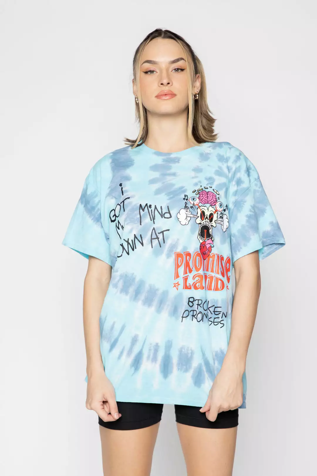 BROKEN PROMISES Mind Blown Tie Dye Tee Blue Shirts