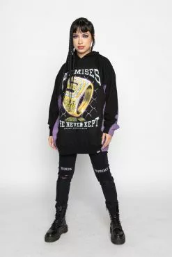 BROKEN PROMISES Championship Ring Tie Dye Hoodie Blk/Purple