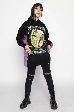 BROKEN PROMISES Championship Ring Tie Dye Hoodie Blk/Purple