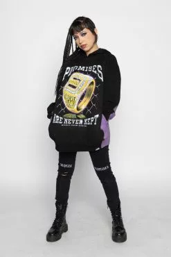 BROKEN PROMISES Championship Ring Tie Dye Hoodie Blk/Purple