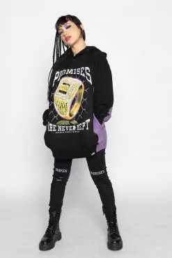 BROKEN PROMISES Championship Ring Tie Dye Hoodie Blk/Purple