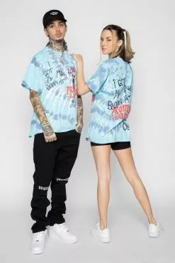 BROKEN PROMISES Mind Blown Tie Dye Tee Blue Shirts