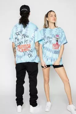 BROKEN PROMISES Mind Blown Tie Dye Tee Blue Shirts