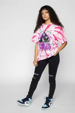 BROKEN PROMISES Mixed Emotions Tie Dye Tee Pink