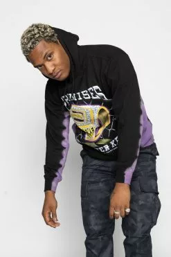 BROKEN PROMISES Championship Ring Tie Dye Hoodie Blk/Purple