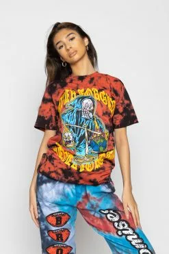 BROKEN PROMISES Shirts Never Forgive Red/Blk Crystal Wash Tee