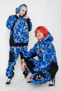 BROKEN PROMISES Demon Camo Hoodie - Blue Hoodies