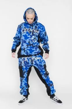 BROKEN PROMISES Demon Camo Sweatpants - Blue
