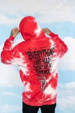 BROKEN PROMISES Up In Smoke Crystal Wash Strawberry Hoodie - BPxYH
