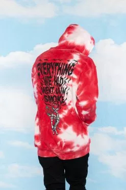 BROKEN PROMISES Up In Smoke Crystal Wash Strawberry Hoodie - BPxYH