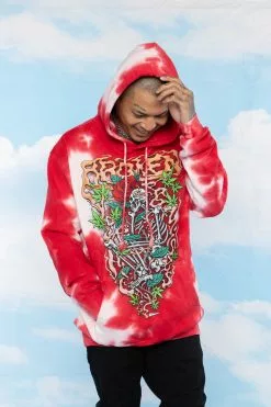 BROKEN PROMISES Up In Smoke Crystal Wash Strawberry Hoodie - BPxYH