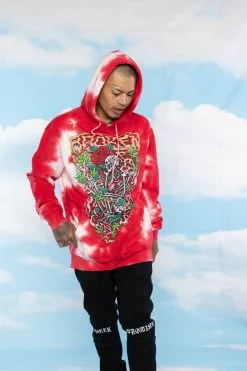 BROKEN PROMISES Up In Smoke Crystal Wash Strawberry Hoodie - BPxYH