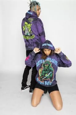 BROKEN PROMISES Hoodies Grave Goblin Hoodie Purple Tie Dye