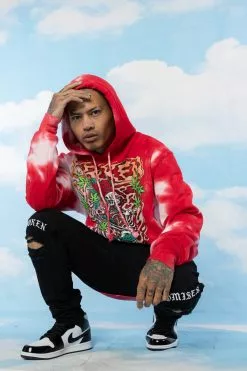 BROKEN PROMISES Up In Smoke Crystal Wash Strawberry Hoodie - BPxYH