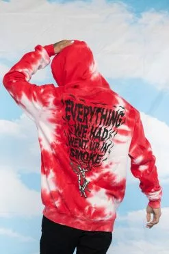 BROKEN PROMISES Up In Smoke Crystal Wash Strawberry Hoodie - BPxYH