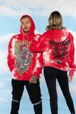 BROKEN PROMISES Up In Smoke Crystal Wash Strawberry Hoodie - BPxYH