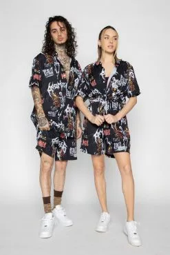 BROKEN PROMISES Shirts Buggerfly Button-Up, Black