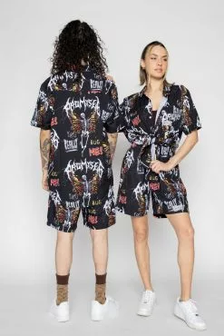 BROKEN PROMISES Shirts Buggerfly Button-Up, Black