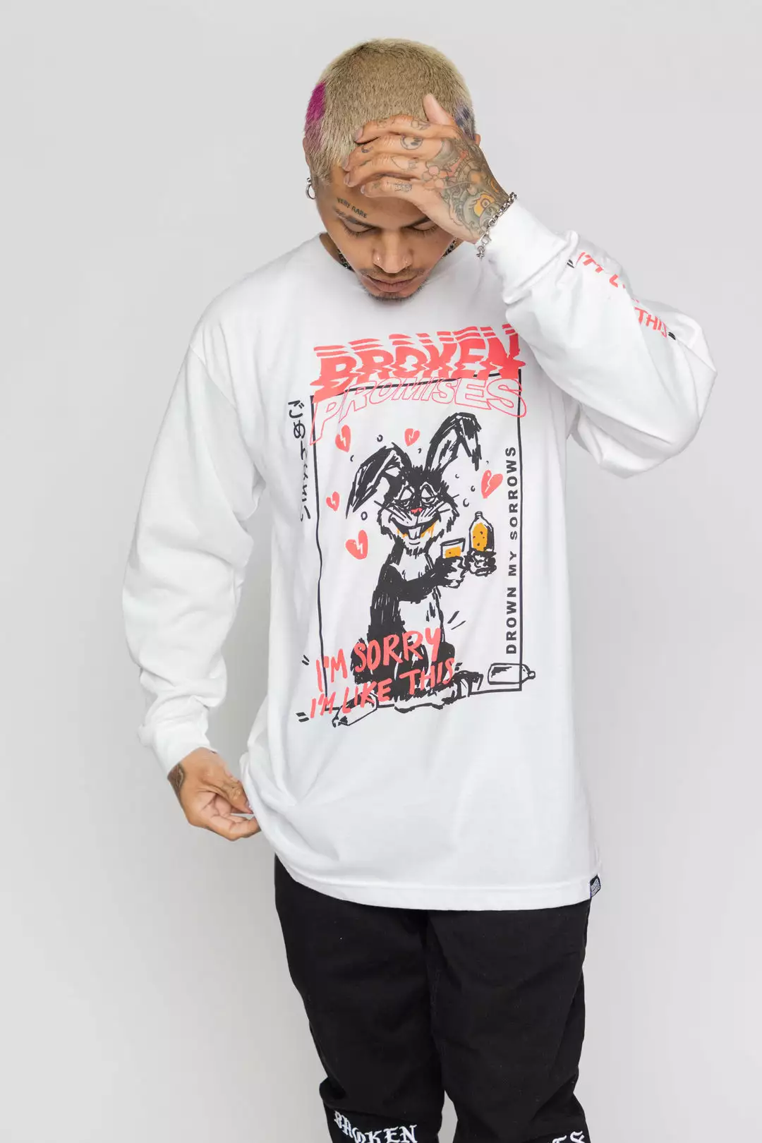 BROKEN PROMISES Shirts Drown My Sorrows L/S White