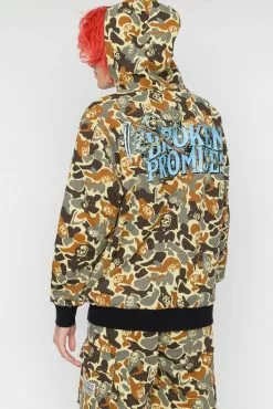 BROKEN PROMISES Reaper Camo Zip Hoodie Green Hoodies