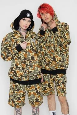 BROKEN PROMISES Reaper Camo Zip Hoodie Green Hoodies